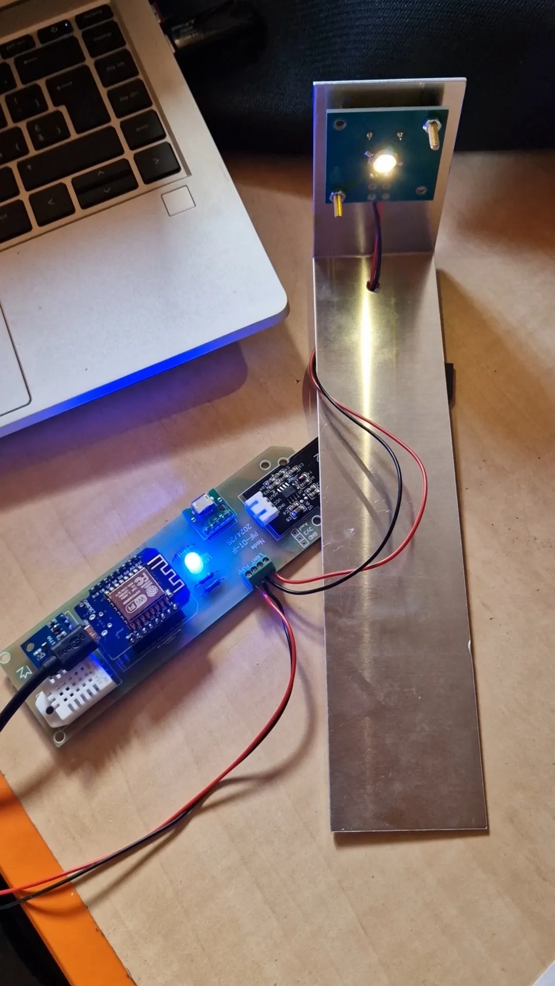 ESP8266 Sensor Node with Wemos D1 Mini, sensors, and LED light stand